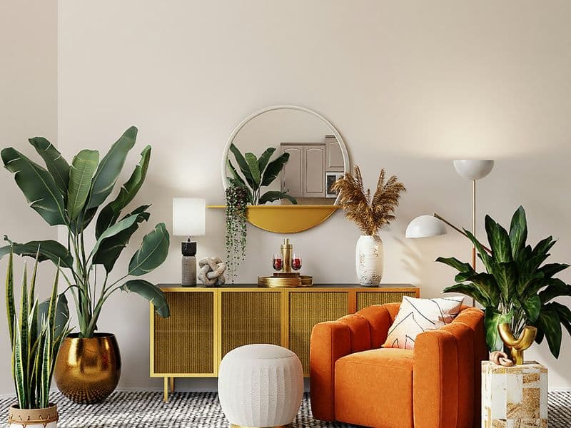 Styled vacation rental living room ready for guests